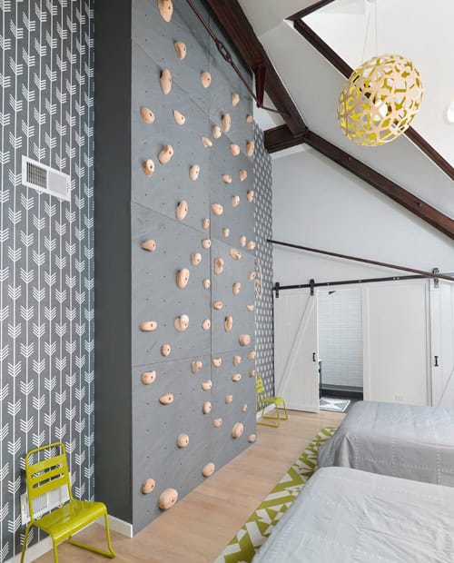 chambre enfant mur escalade