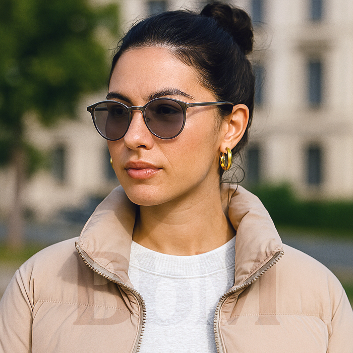 femme lunettes de vue photochromiques solaire mode lifestyle tendance brune look