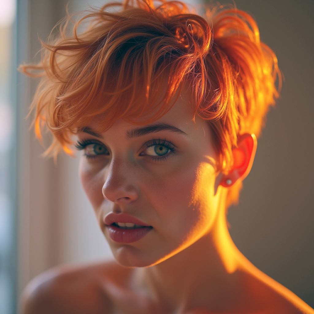 Pixie bouclé aérien sur cheveux texturés avec volume naturel