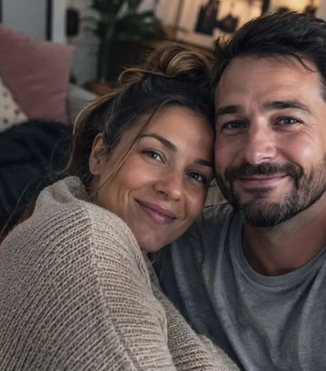 Couple de 40 ans en soirée romantique à la maison sans baby-sitter