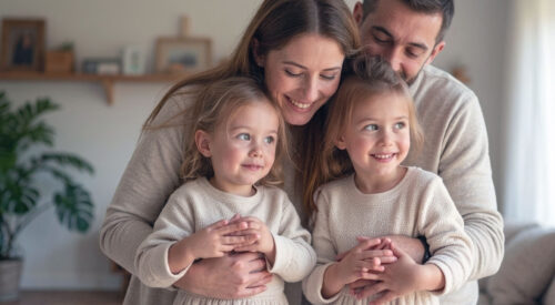 famille heureuse maman papa enfants complicité maison ambiance douce fête des mères amour famille