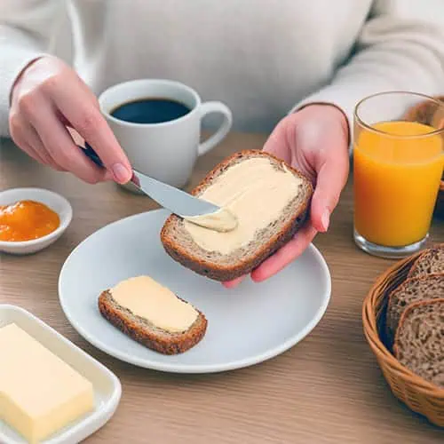 petit dejeuner tatrine beurre confiture cafe pain complet