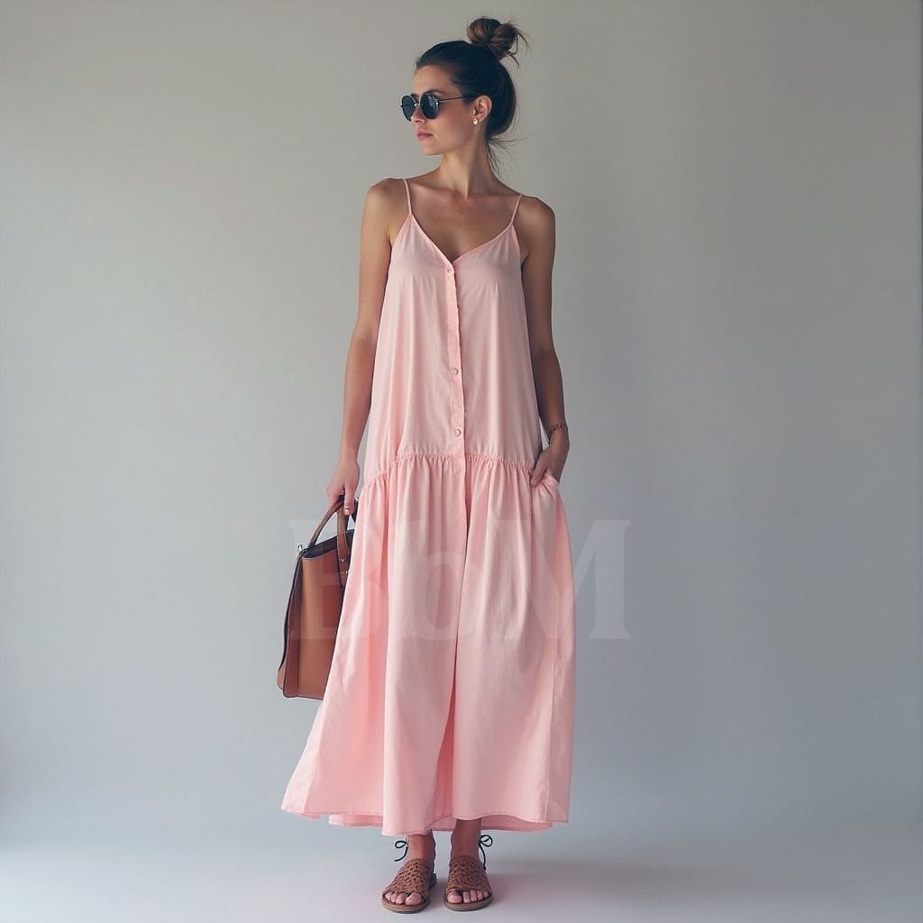 look femme ete canicule travail working girl robe oversize rose bebymaman