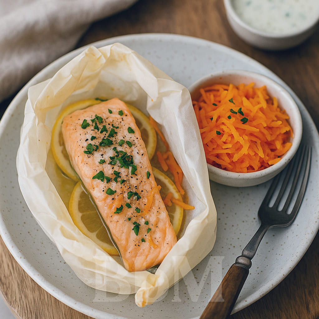 recette rapide maman famille enfant saumon papillote legumebebymaman