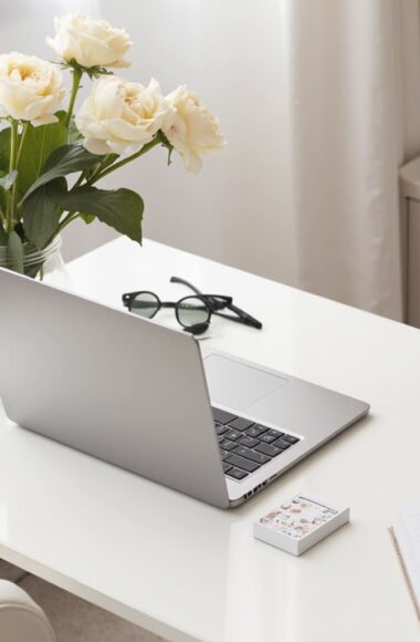 bureau lifestyle ordinateur bureau fleurs decoration interieur bebymaman