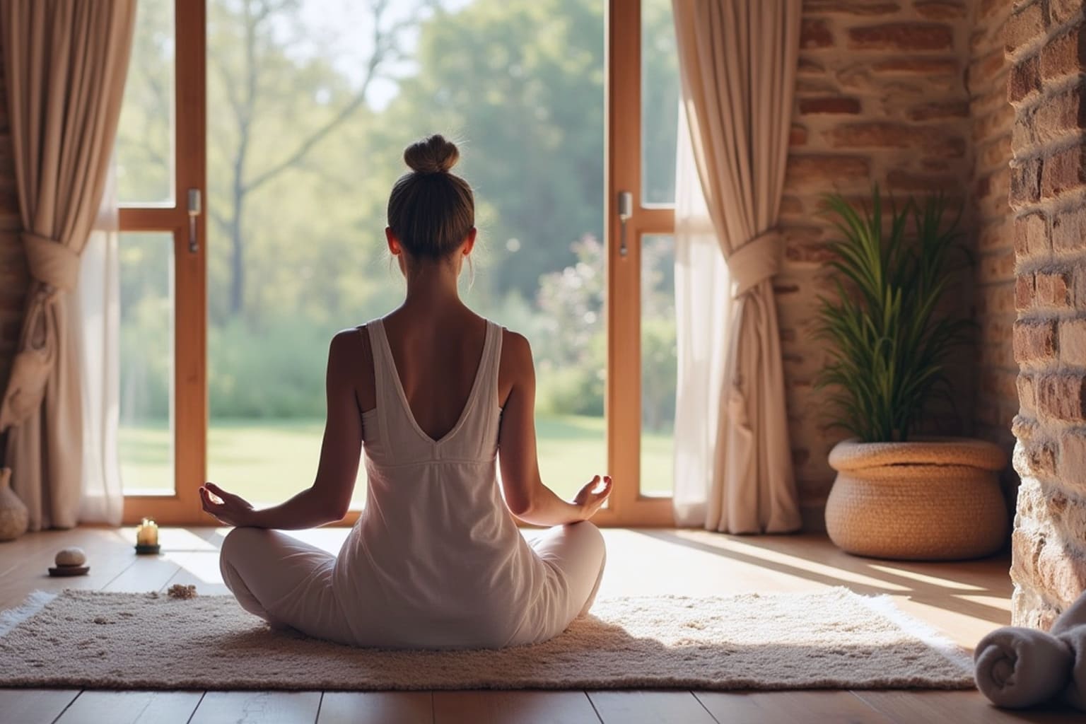 relaxation femme meditation bien etre maison bonheur nature solitude maman hybride bebymaman (1)