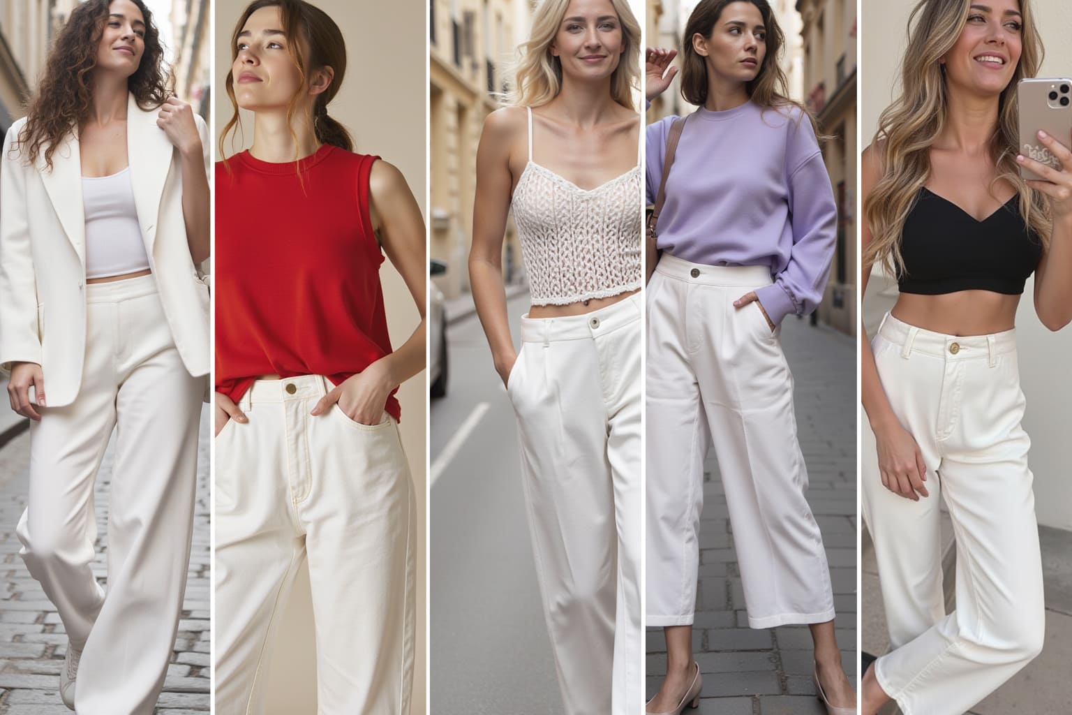 look femme pantalon blanc oversize taille haute septembre 2025 mode bebymama,