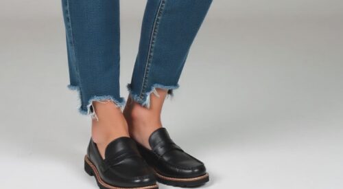 jeans look casual femme jeans dechire mocassin chaussure plate mode bebymaman
