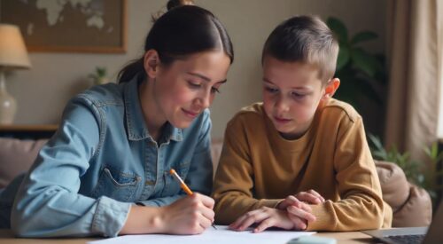 maman aide a faire les devoirs fils enfants accompagnement parentalite positive scolarite bebymaman (1)