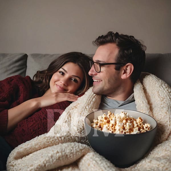 vie de couple soiree cinema film maison relation amoureuse date calin homme femme popcorn canape bebymaman soirée cinéma à la maison – couple détendu sur le canapé avec du popcorn – rendez-vous romantique à domicile