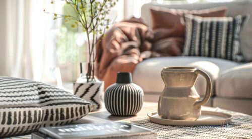 tendances déco 2026 salon cosy chic avec mélange de textures et objets design