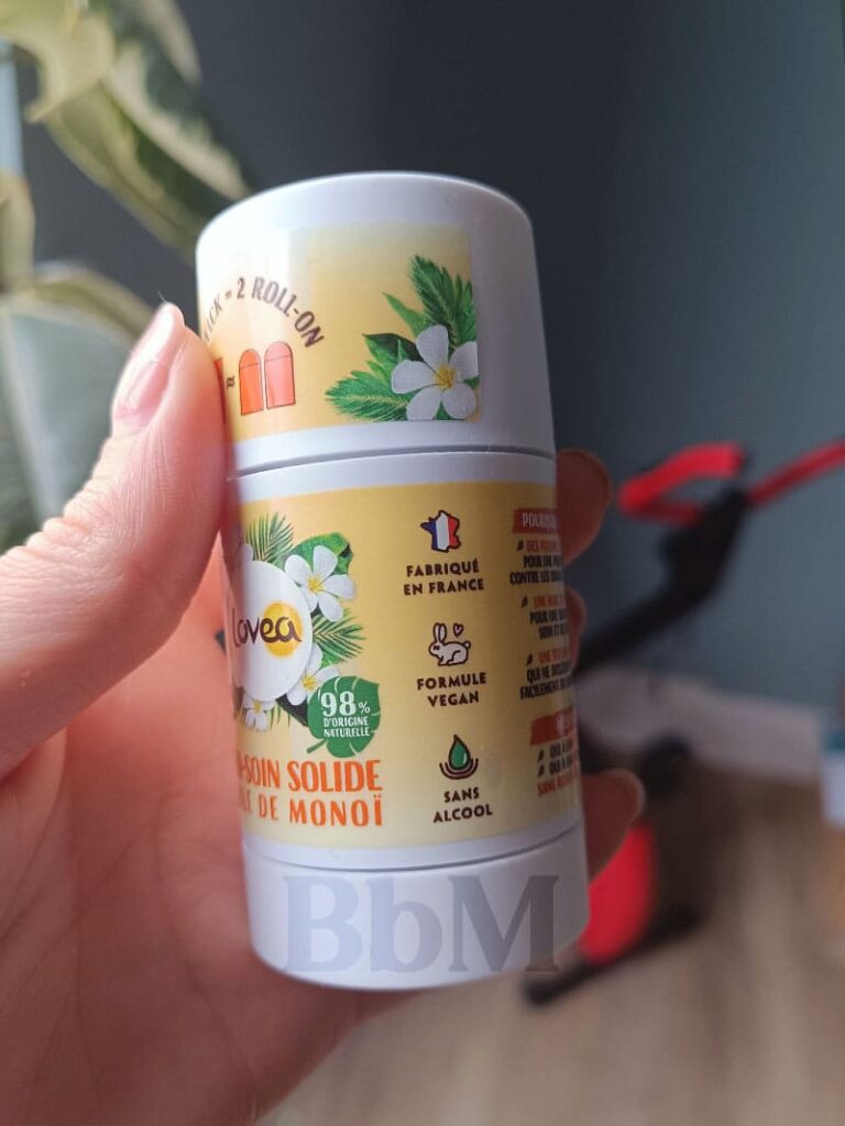 deodorant solide naturel lovea sans aluminium temoigngage test3 texture déodorant solide naturel lovea monoï, soin des aisselles be by maman