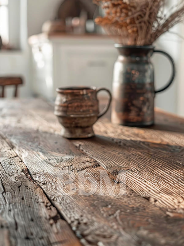 table ferme bois idee decoration maison rustique chic campagne elegant amengement interieur bebymaman Table de ferme en bois patiné avec vaisselle en grès, ambiance rustique chic et conviviale