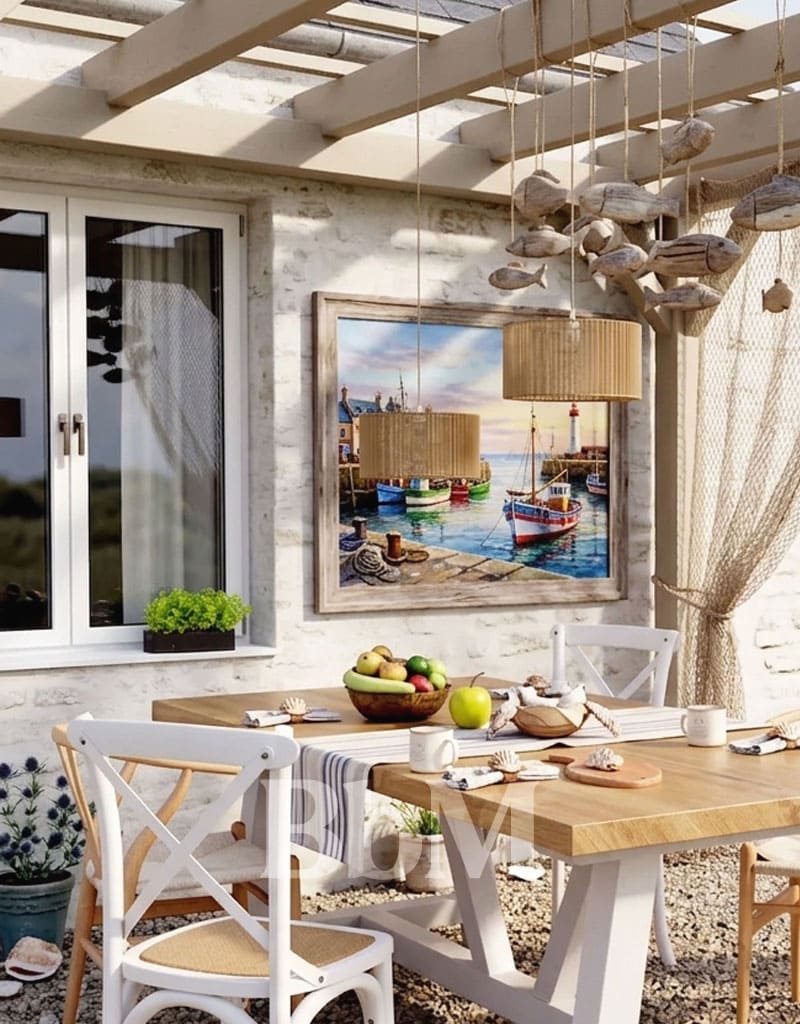 ambiance bord de mer salle a manger exterieur jardin slow home bebymaman salle à manger d’extérieur esprit bord de mer avec table en bois clair et chaises blanches ambiance slow home jardin