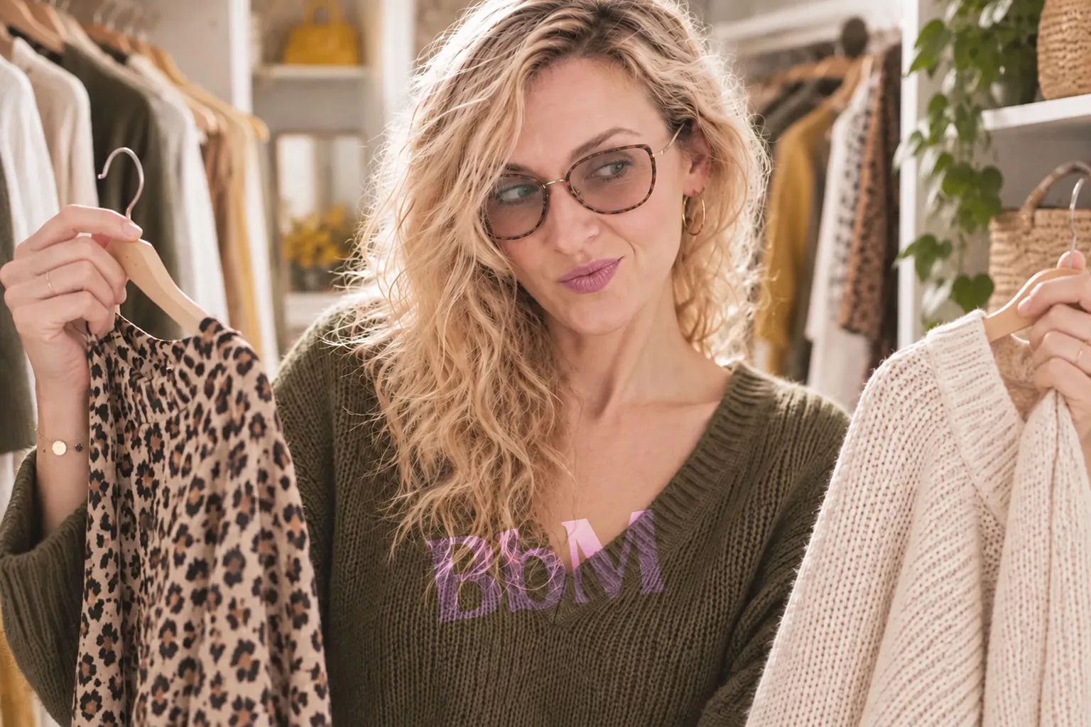 mila femme mode dressing indecise chois bebymaman Mila devant son dressing