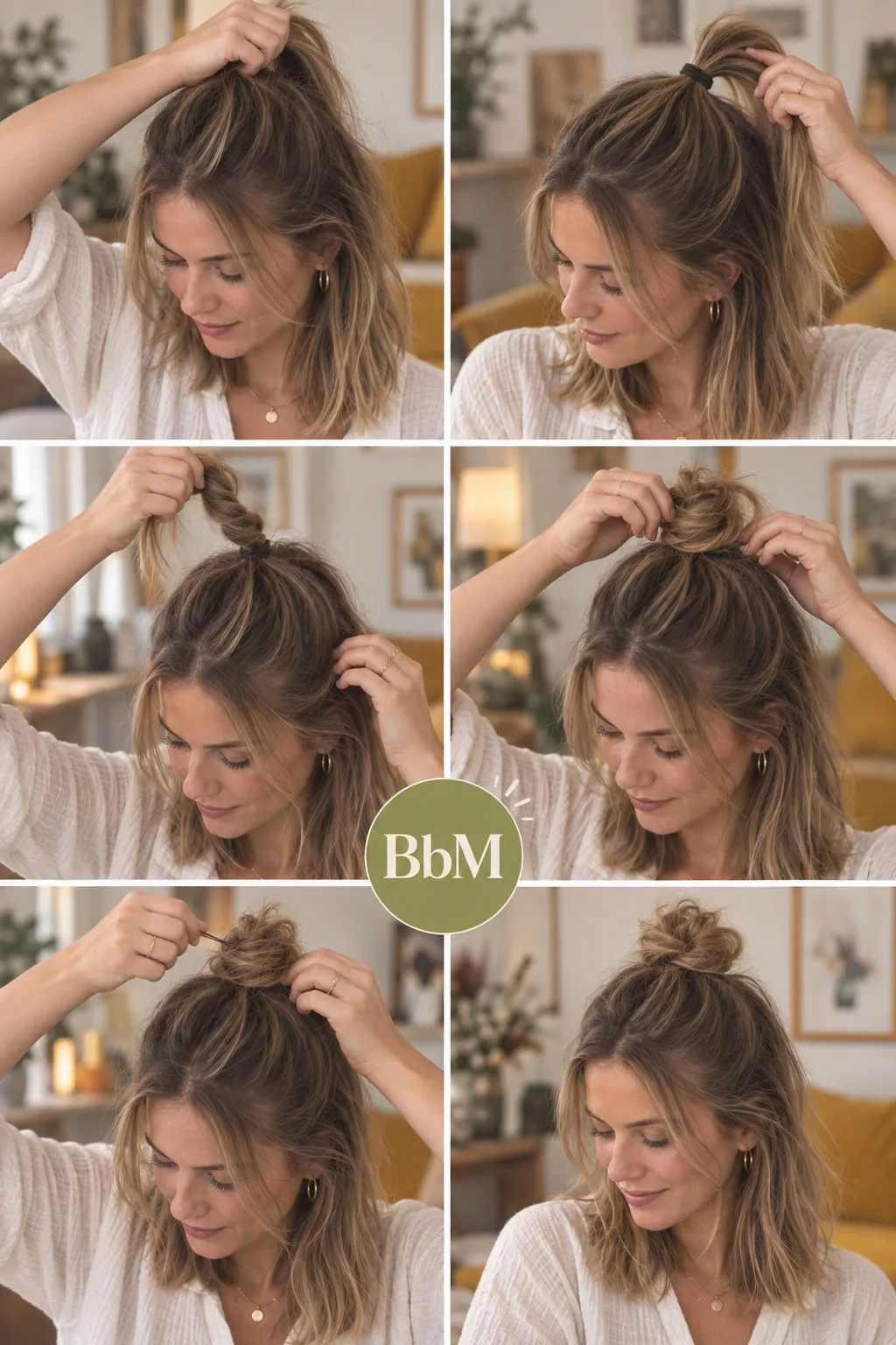 Tuto half bun étape par étape sur cheveux mi-longs